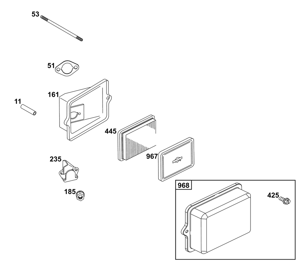 Air Cleaner Group Diagram and Parts List for 117432-0624-B1  Briggs and Stratton Engine